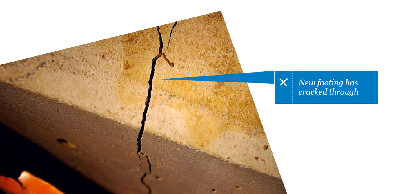 Cracked footing - found by Building Inspector in Adelaide